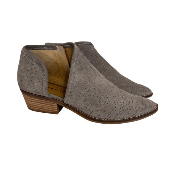 Lucky Brand Shoes - Lucky Brand Felixah D'Orsay Bootie Womens 10M Gray Almond Toe Perforated Suede